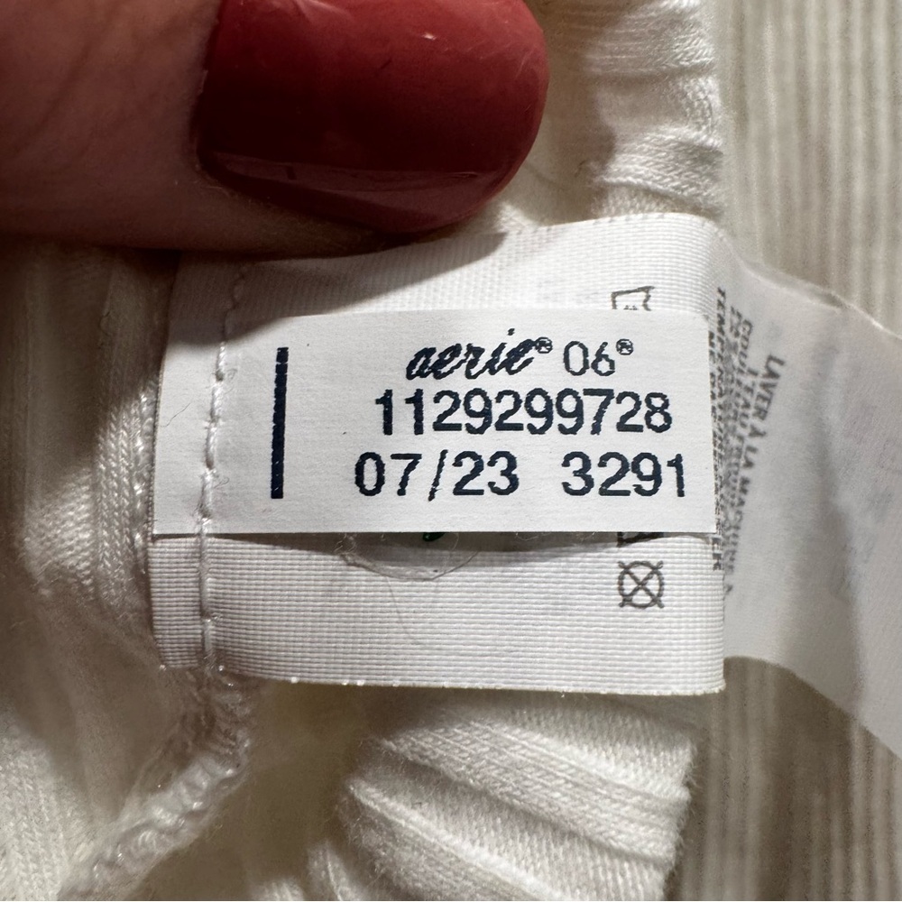 Aerie Fireside Long Sleeve Henley T-Shirt White Small Ribbed Cozy Y2K - Picture 13 of 14